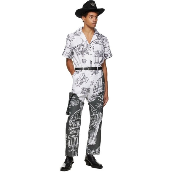 Thebe Magugu Chaps Trousers Size XL Mens Gray White - Picture 6 of 16